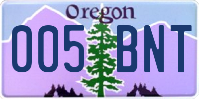 OR license plate 005BNT