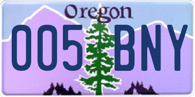 OR license plate 005BNY