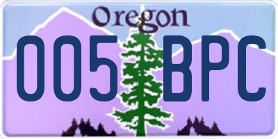 OR license plate 005BPC