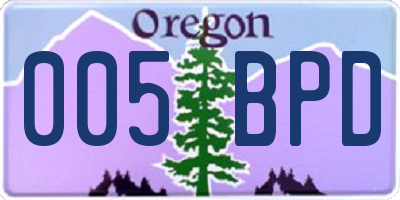OR license plate 005BPD