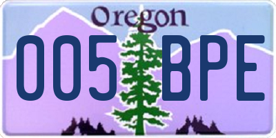 OR license plate 005BPE