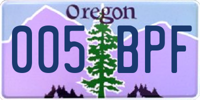 OR license plate 005BPF