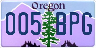 OR license plate 005BPG