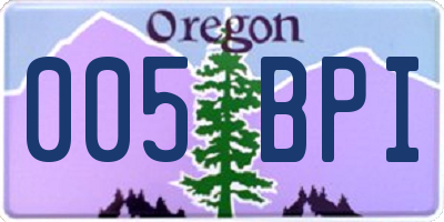 OR license plate 005BPI