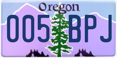 OR license plate 005BPJ