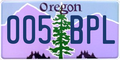 OR license plate 005BPL