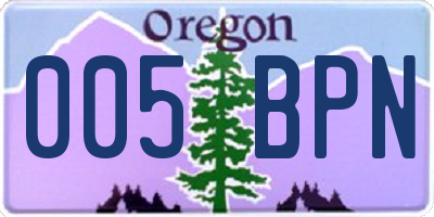 OR license plate 005BPN