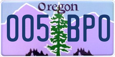 OR license plate 005BPO