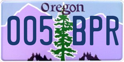 OR license plate 005BPR