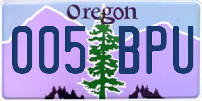 OR license plate 005BPU