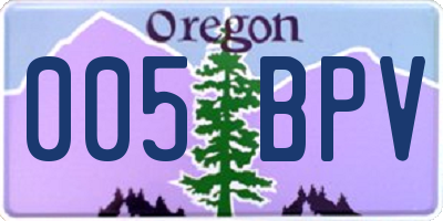 OR license plate 005BPV