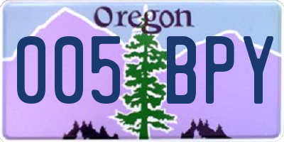 OR license plate 005BPY