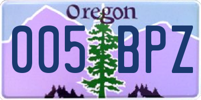 OR license plate 005BPZ