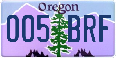 OR license plate 005BRF