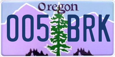 OR license plate 005BRK