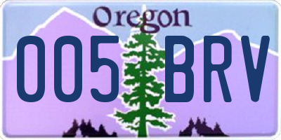 OR license plate 005BRV