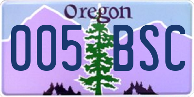 OR license plate 005BSC