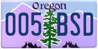 OR license plate 005BSD