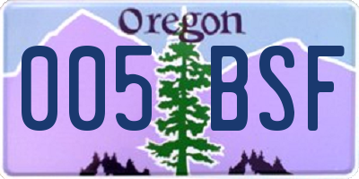 OR license plate 005BSF