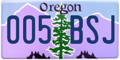 OR license plate 005BSJ