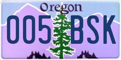 OR license plate 005BSK