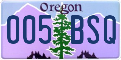 OR license plate 005BSQ