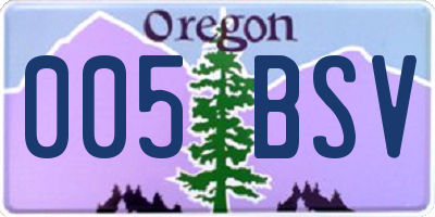 OR license plate 005BSV