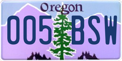 OR license plate 005BSW