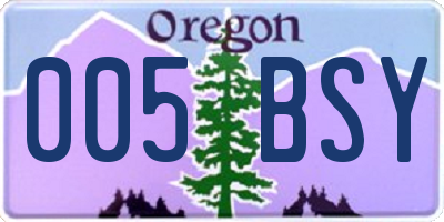 OR license plate 005BSY