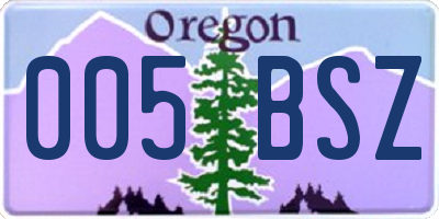 OR license plate 005BSZ