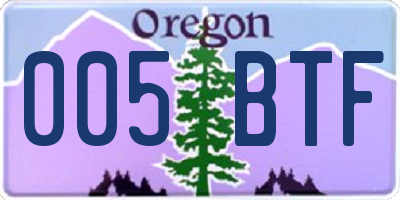 OR license plate 005BTF