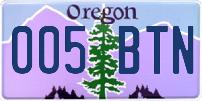 OR license plate 005BTN