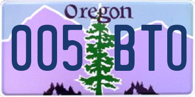 OR license plate 005BTO