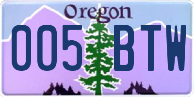OR license plate 005BTW
