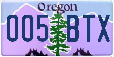 OR license plate 005BTX
