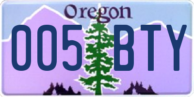 OR license plate 005BTY