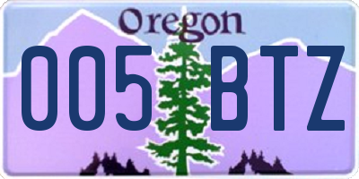 OR license plate 005BTZ