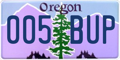 OR license plate 005BUP