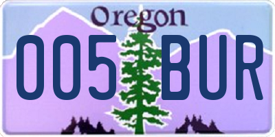 OR license plate 005BUR