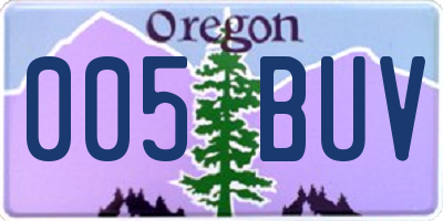 OR license plate 005BUV