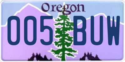 OR license plate 005BUW