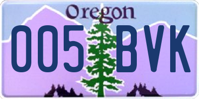 OR license plate 005BVK