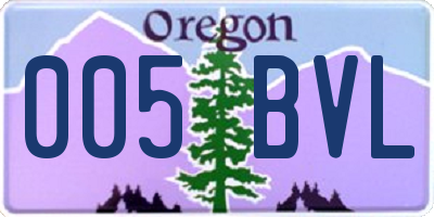 OR license plate 005BVL