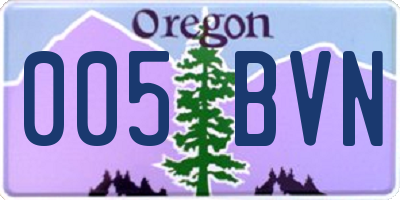 OR license plate 005BVN
