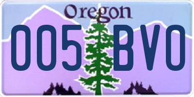 OR license plate 005BVO