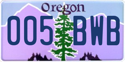OR license plate 005BWB