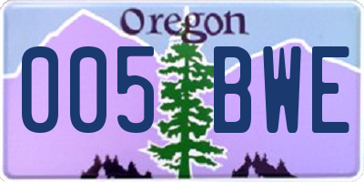 OR license plate 005BWE