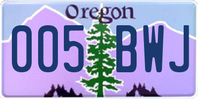 OR license plate 005BWJ