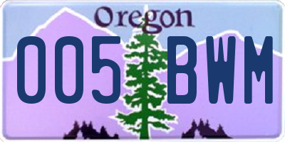 OR license plate 005BWM