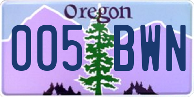 OR license plate 005BWN